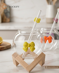 Glass Sipper with Bow Straw