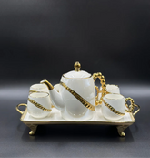 8 Pcs Elegant 24K Golden Spiral Tea Set With Tray