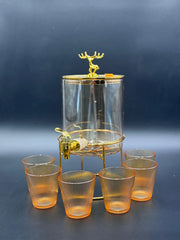 7 Pcs Golden Glass Dispenser Set with Stand