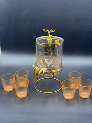 7 Pcs Golden Glass Dispenser Set with Stand