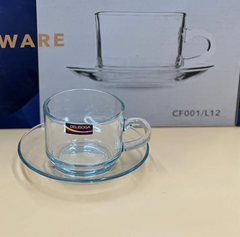 12 Pcs DELISOGA Fine Glass Cup & Saucer Set
