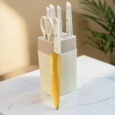 7 Pcs Danny Home Sharp Golden Knife Set with Holder