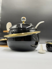16 Pcs Stylish Ring Soup Set with Wooden Stand ✨