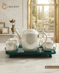 8 Pcs Elegant Bi-Colour Rainbow Shade Tea Set With Tray ☕️