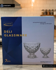 7 Pcs DELISOGA Fine Textured Glass Ice-Cream Bowl Set