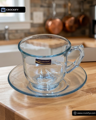 12 Pcs DELISOGA Fine Glass Cup & Saucer Set