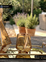 7 Pcs Turkey Glass Water Set with Stainless Steel Tray