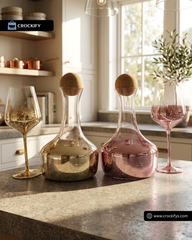 Luxury 7 Pcs Turkey Glass Water Decanter Set Luxe Bubble Finish