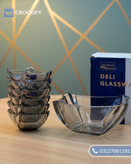 7 Pcs DELISOGA Fine Silver Glass Fruit Bowl Set