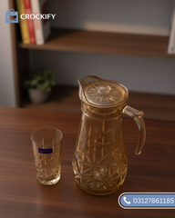 7 Pcs DELISOGA Fine Golden Textured Glass Water Set