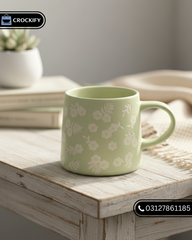 Green Ditsy Floral Matte EmbossedMug 🌿