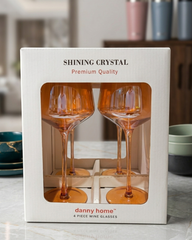 4 Pcs Danny Home Broad Golden Wine Glass Set