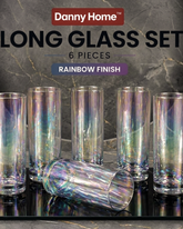 6 Pcs Danny Home Long Rainbow Drink Glass Set
