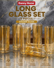 6 Pcs Danny Home Long Golden Drink Glass Set