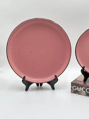 16 Pcs Stoneware Plate Set with Bowls and Silver Outline 🍽️