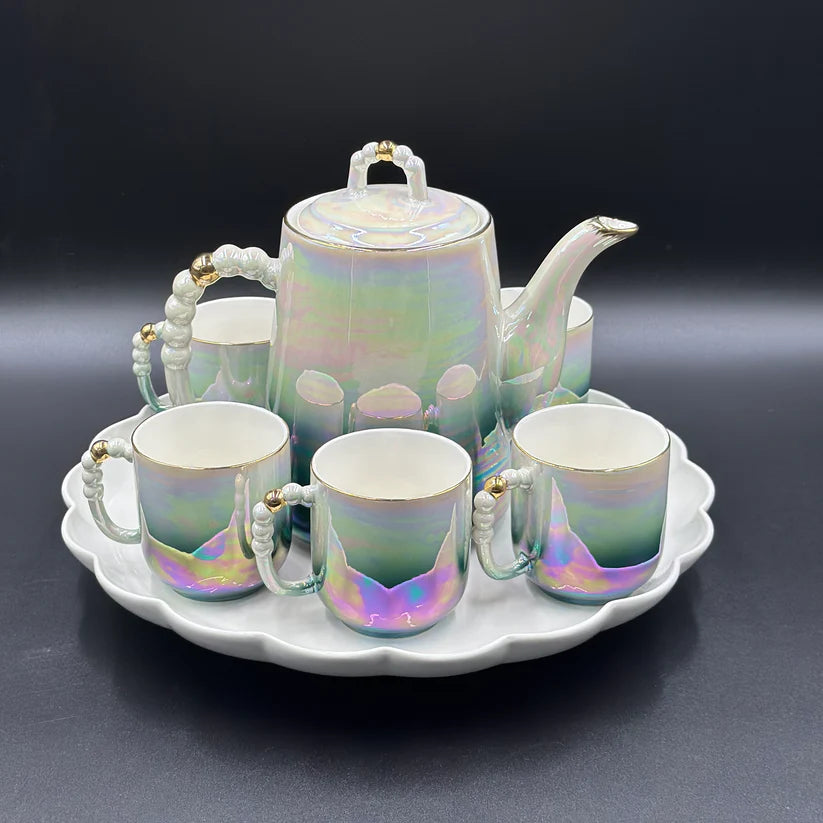 Double Shaded Radiant 8 Pcs Teaset with Rotating Tray