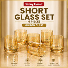 6 Pcs Danny Home Short Golden Glass Set