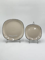 16 Pcs Cream & Black Glazed Stoneware Breakfast Set 🍽️