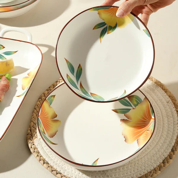 18 Pcs Sunshine Bloom Matte Bone China Chinese Breakfast Set 🌞
