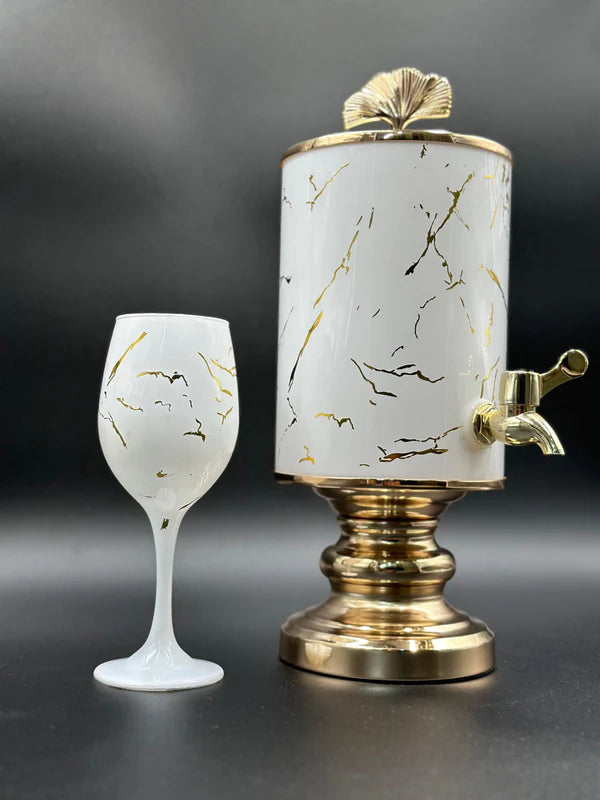 7 Pcs White Marble Design Glass Dispenser Set ✨