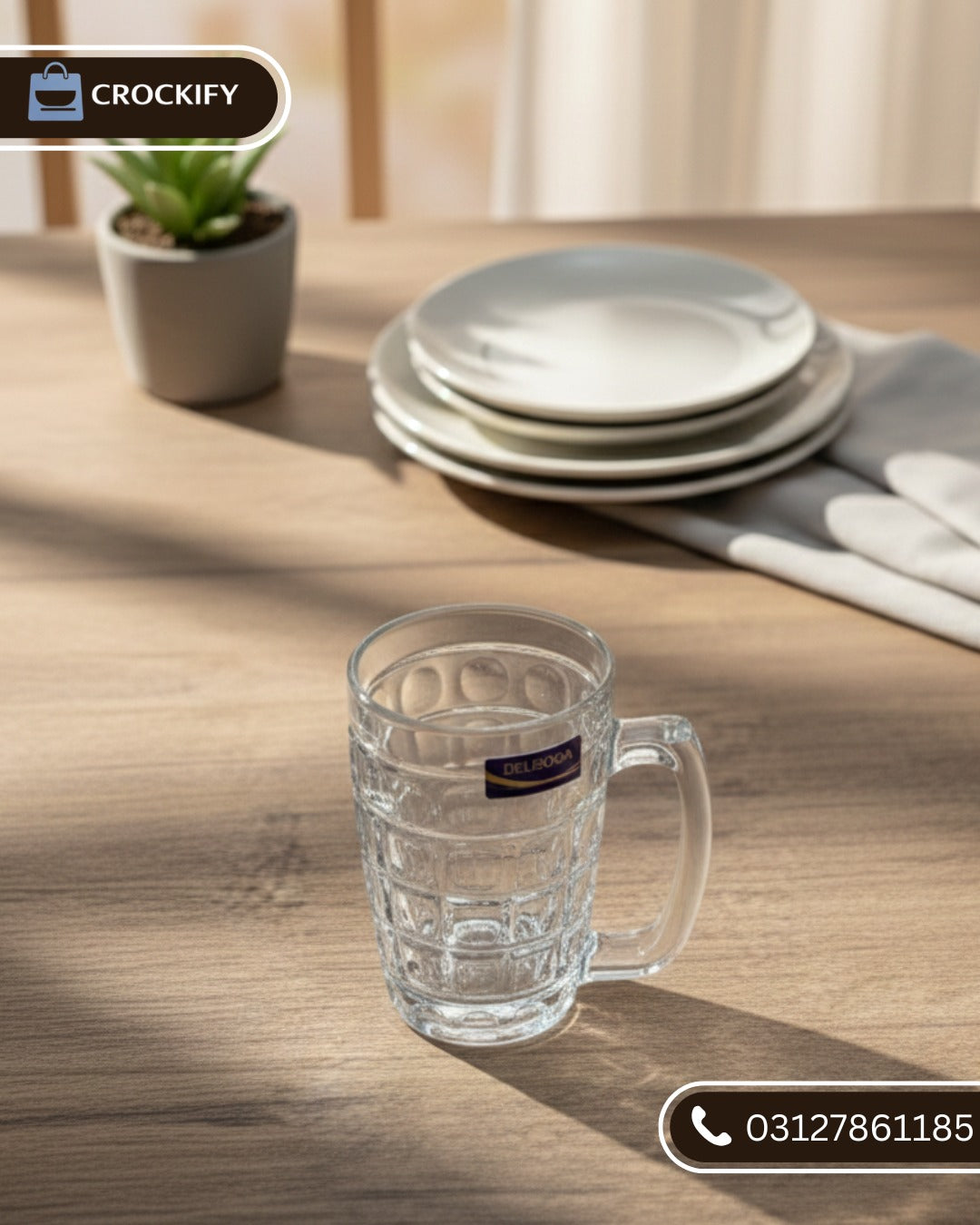 6 Pcs DELISOGA Fine Textured Glass Mugs