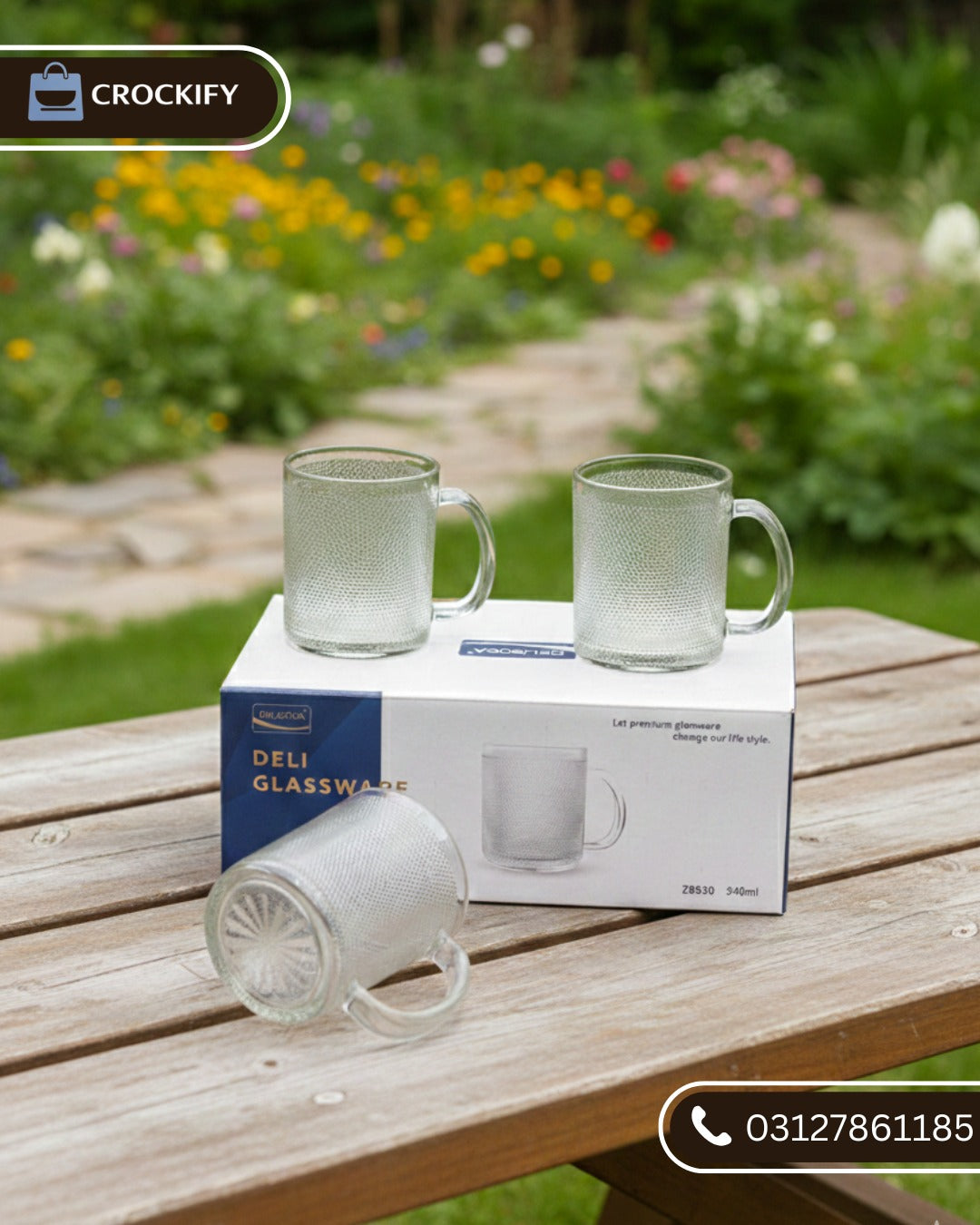 6 Pcs DELISOGA Fine Textured Glass Mugs