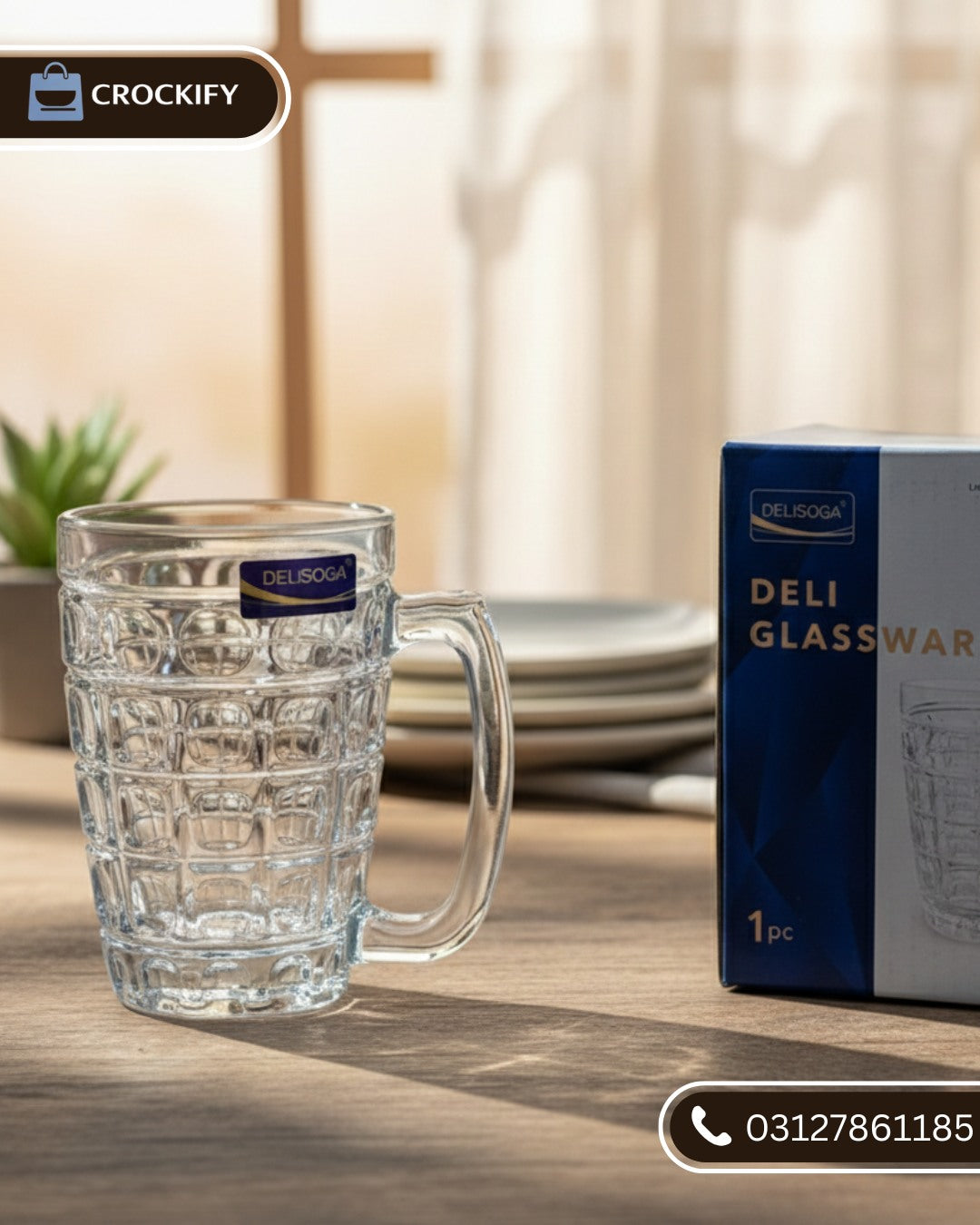 6 Pcs DELISOGA Fine Textured Glass Mugs