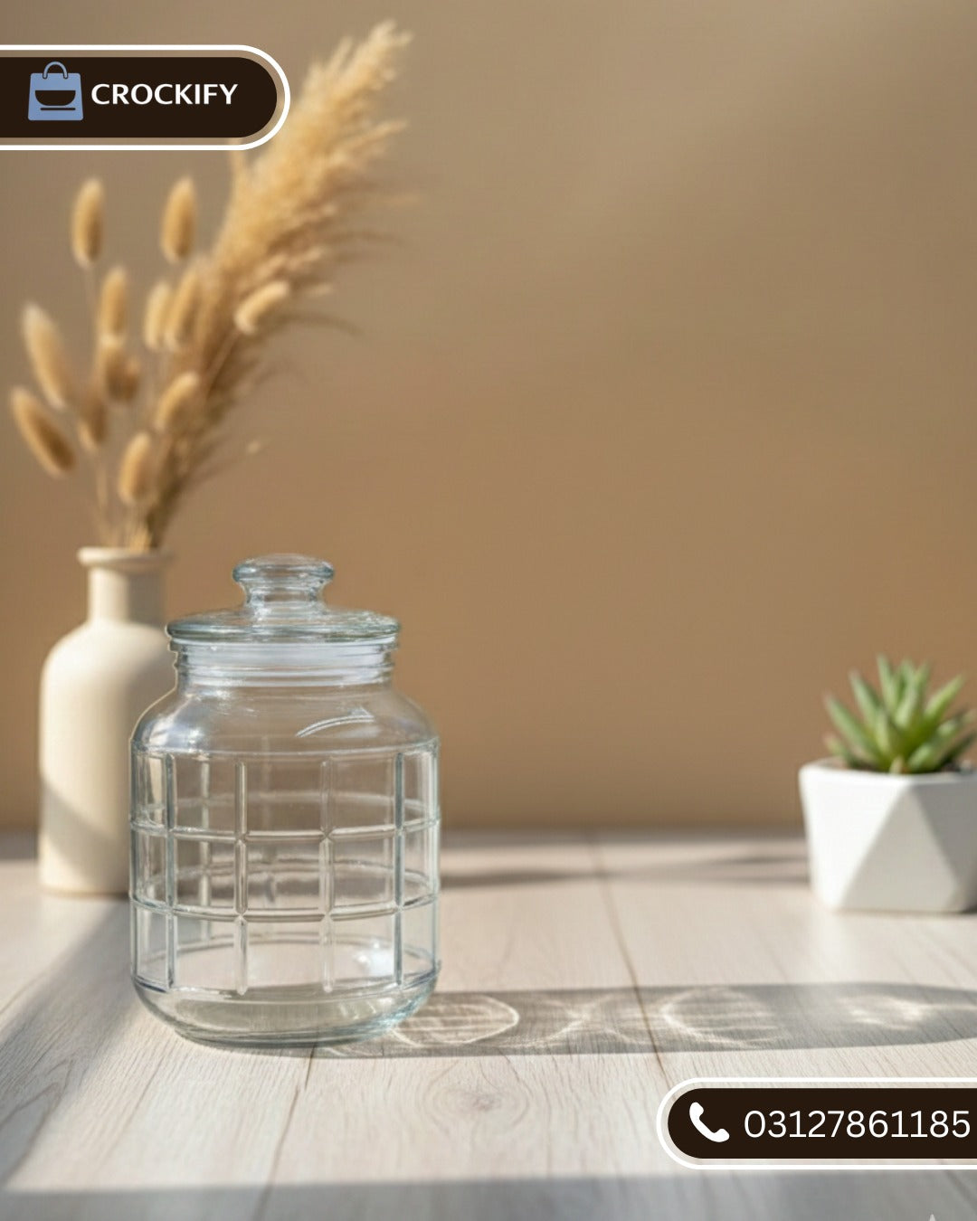 2200 ML DELISOGA Fine Glass Airtight Large Candy Jar with Lid