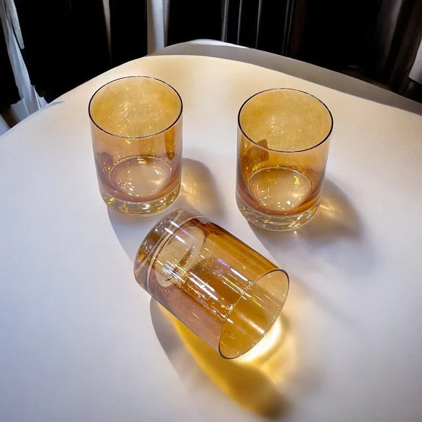 6 Pcs Danny Home Short Golden Glass Set