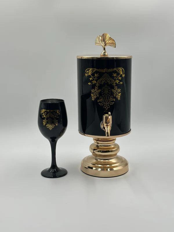 7pcs Black Marble Design Glass Dispenser Set ✨