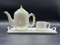 8 Pcs Elegant Rainbow Shade Tea Set With Tray