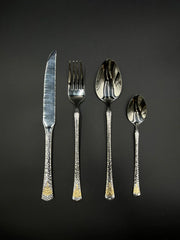 24 Pcs Stainless Steel Cutlery Set – Textured Silver Luxe