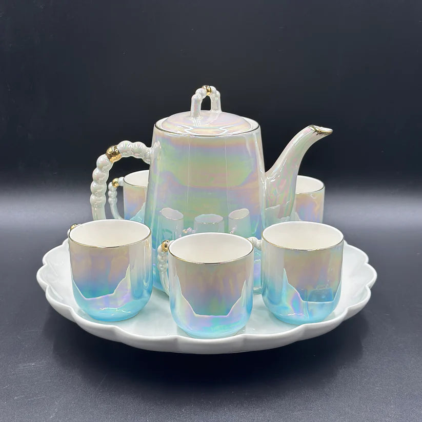 Double Shaded Radiant 8 Pcs Teaset with Rotating Tray