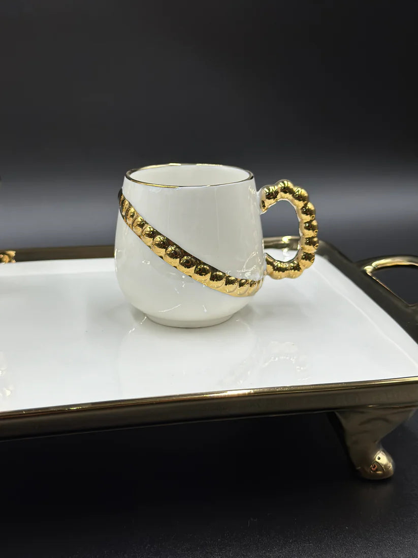 8 Pcs Elegant 24K Golden Spiral Tea Set With Tray