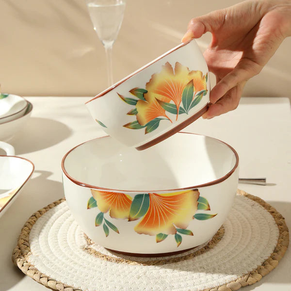 18 Pcs Sunshine Bloom Matte Bone China Chinese Breakfast Set 🌞