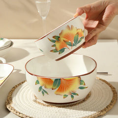 18 Pcs Sunshine Bloom Matte Bone China Chinese Breakfast Set 🌞