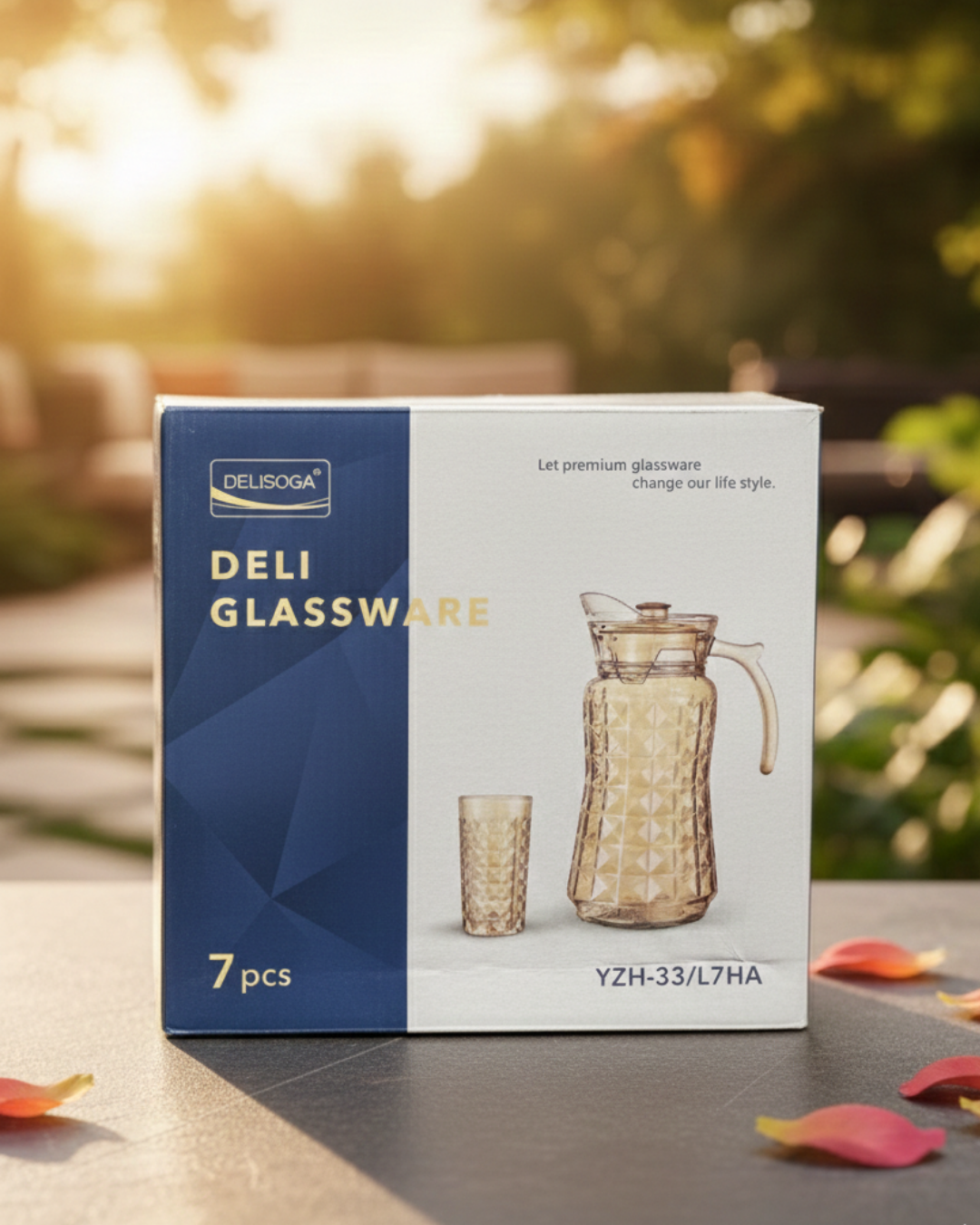 7 Pcs DELISOGA Fine Golden Textured Glass Water Set ✨