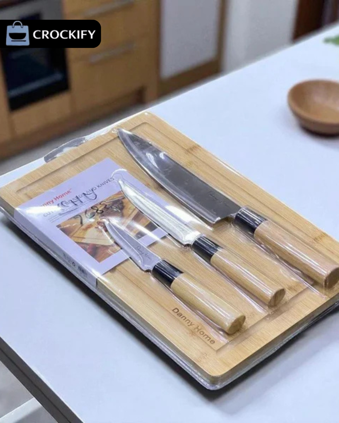 3 Pcs Danny Home Knife Set with Cutting Board
