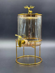 7 Pcs Golden Glass Dispenser Set with Stand