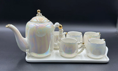 8 Pcs Elegant Rainbow Shade Tea Set With Tray