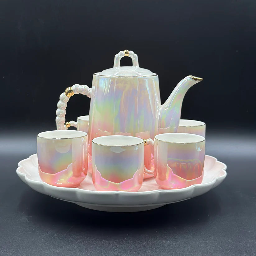 Double Shaded Radiant 8 Pcs Teaset with Rotating Tray