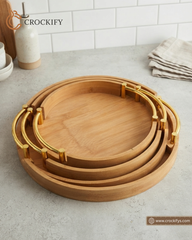 3 Pcs Wooden Tray Set.