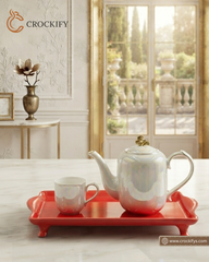 8 Pcs Elegant Bi-Colour Rainbow Shade Tea Set With Tray ☕️