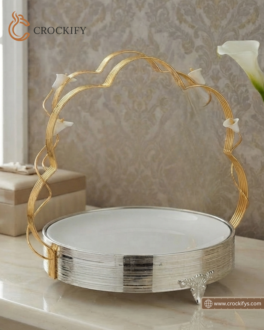 German Steel Round Serving Platter.
