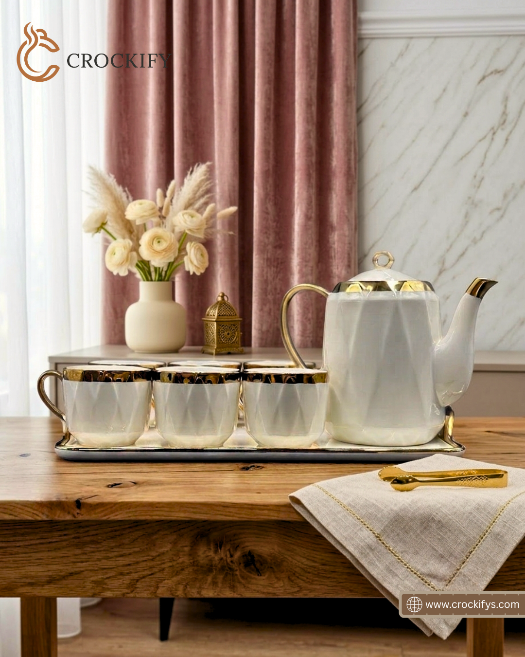 Decent Design ☕ - 8 PCS Tea Set With Tray