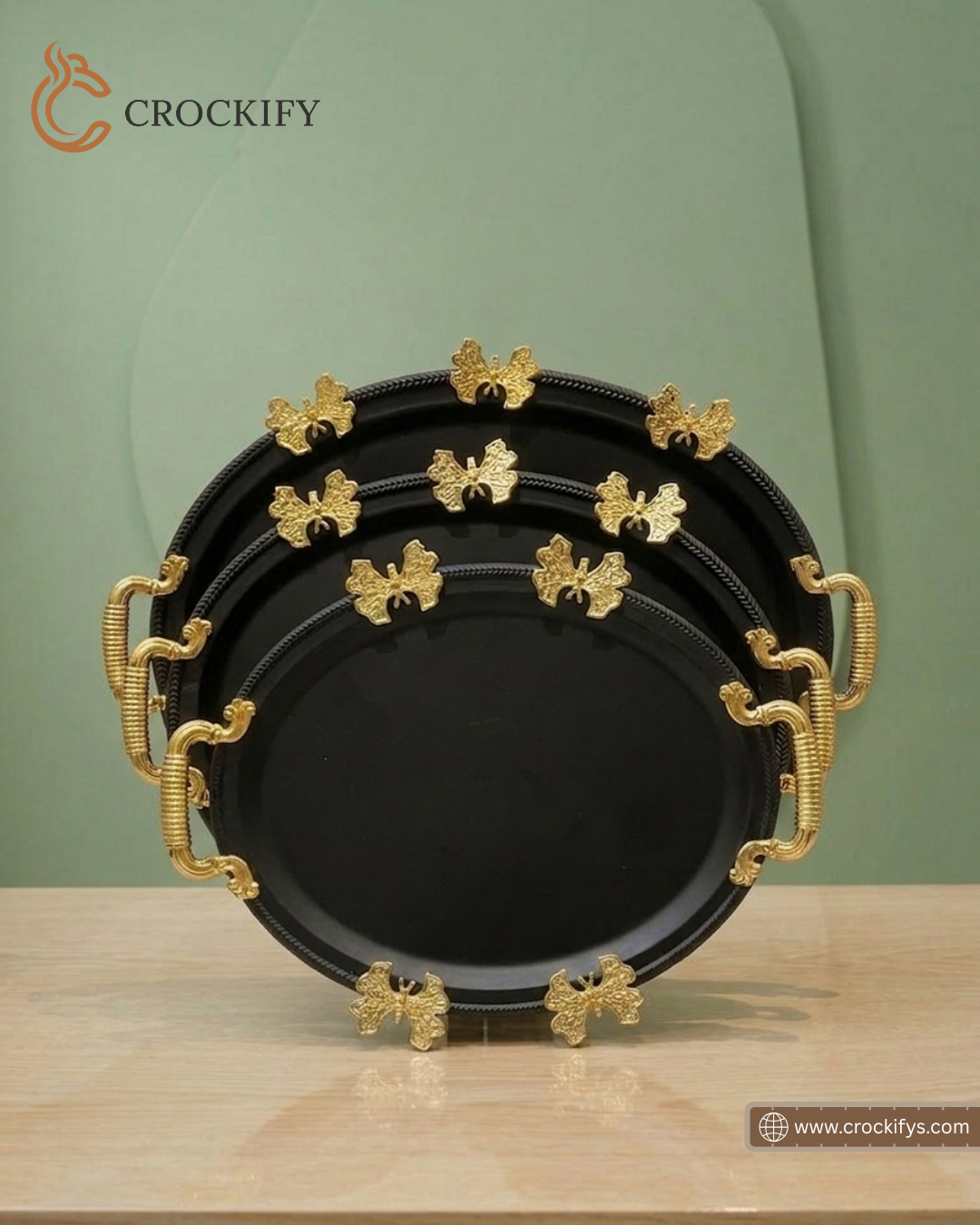 3 Pcs Tray Set Matte Black