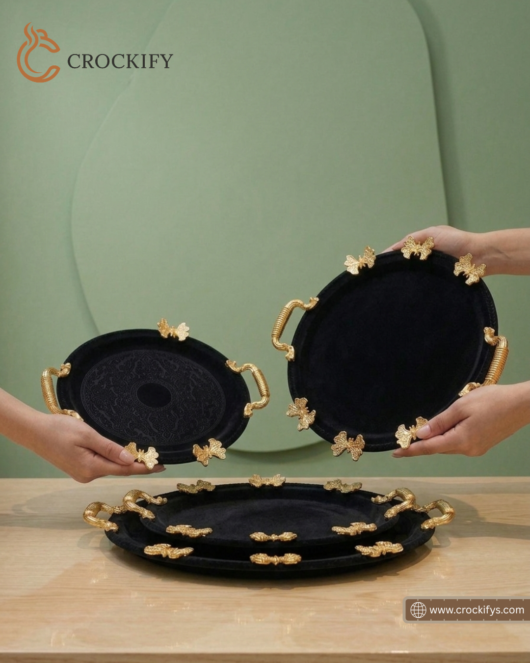 3 Pcs Tray Set Matte Black