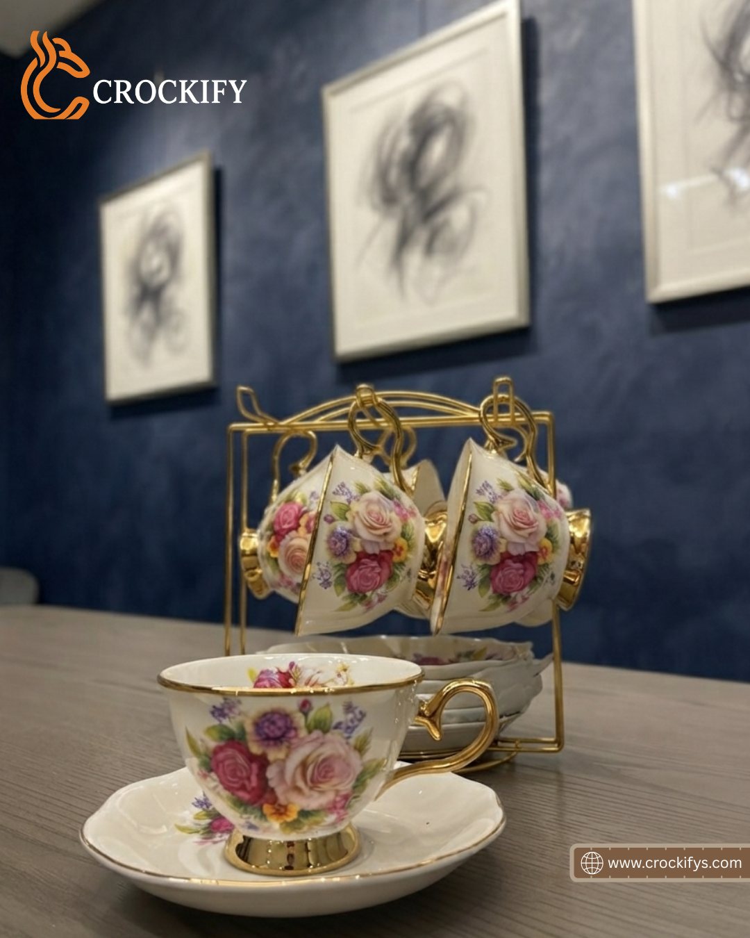 6 Cup 6 Saucer With Stand