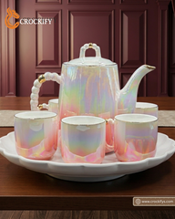 Double Shaded Radiant 8 Pcs Teaset with Rotating Tray