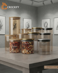 3 Pcs Glass Jar Set featuring premium Silver/Golden Metal Lids.